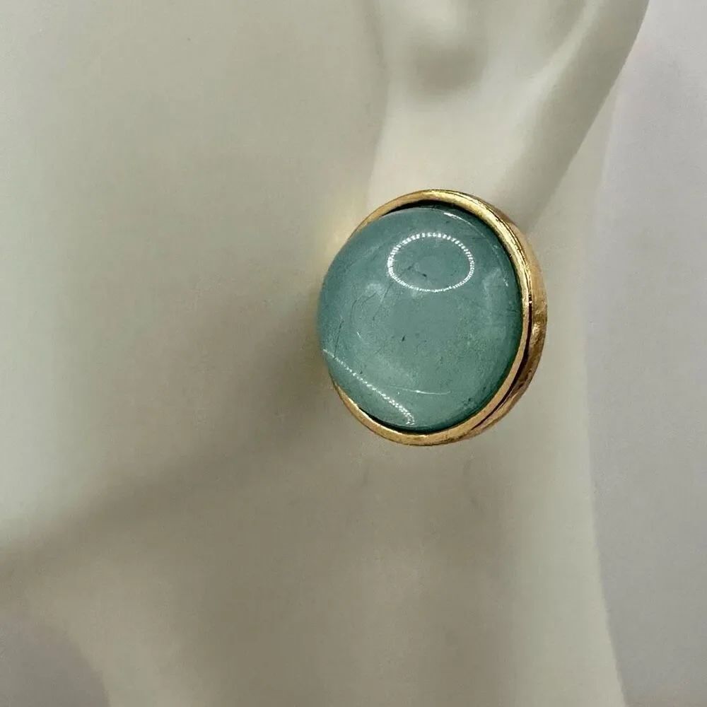 Blue and gold tone post earrings